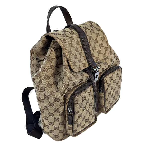 Gucci Vintage Brown GG Monogram Canvas Backpack - Picture 4 of 10